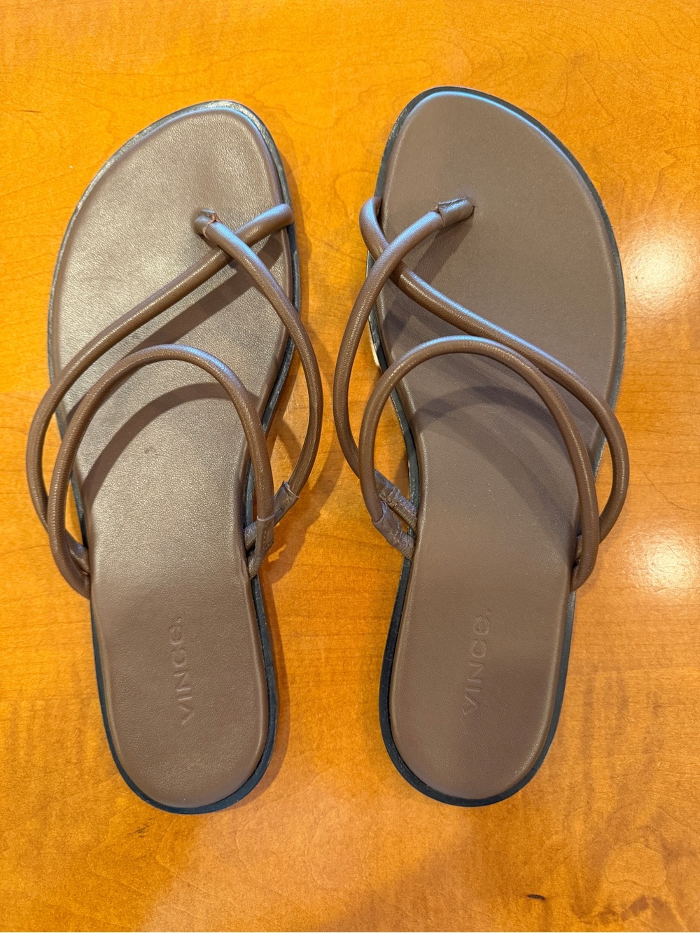 Vince Brown Leather Multi-Strap Slide Sandals